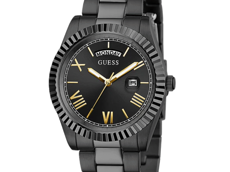 Guess Connoisseur Black Dial Black Steel Strap Watch for Men