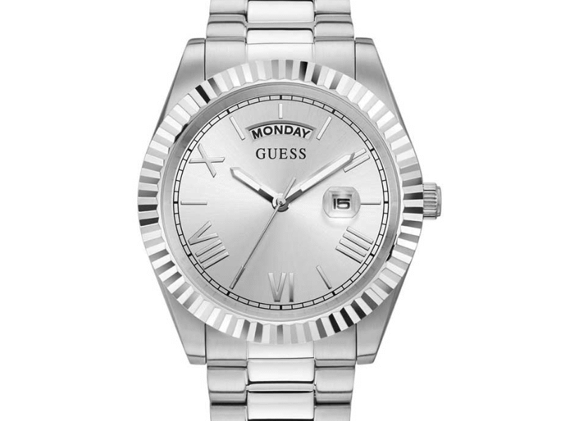 Guess Connoisseur Silver Dial Silver Steel Strap Watch for Men
