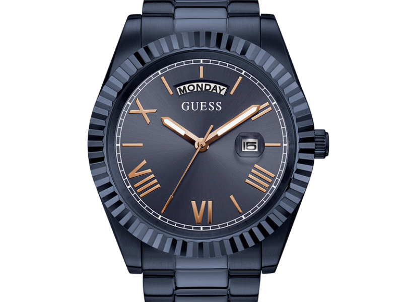 Guess Connoisseur Quartz Blue Dial Blue Steel Strap Watch For Men