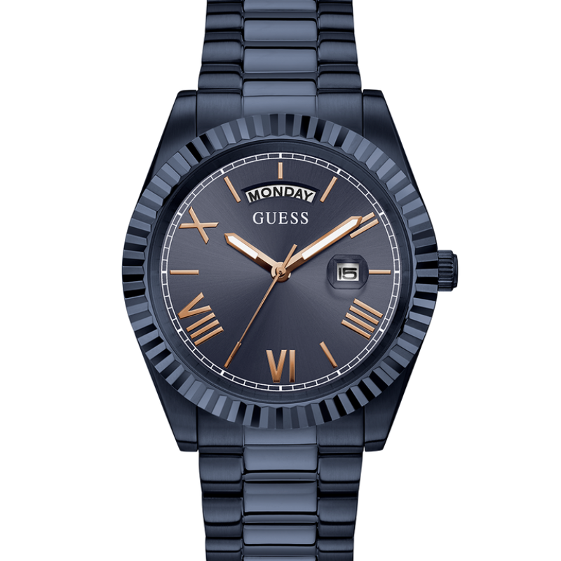 Guess Connoisseur Quartz Blue Dial Blue Steel Strap Watch For Men