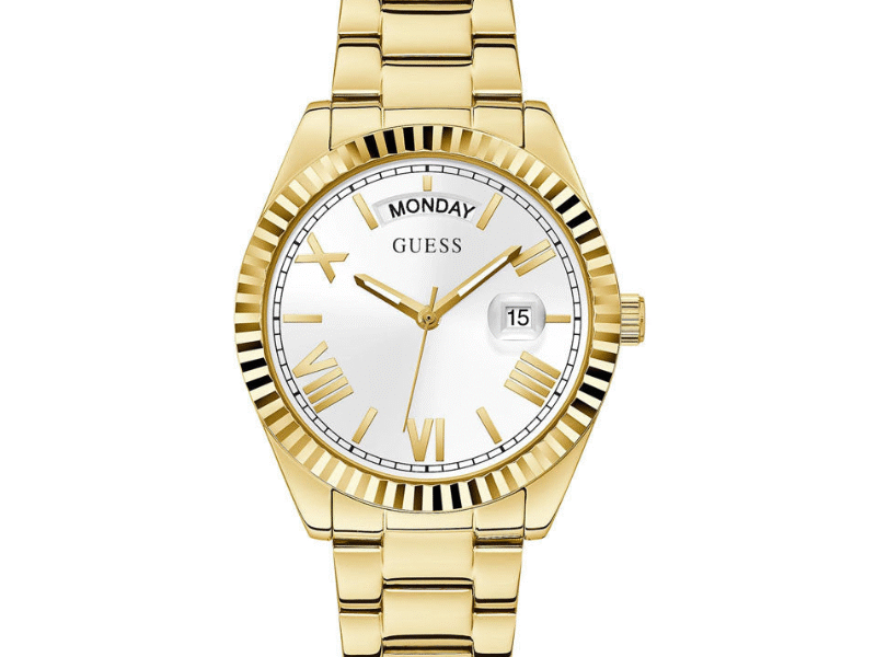 Guess Luna White Dial Gold Steel Strap Watch for Women