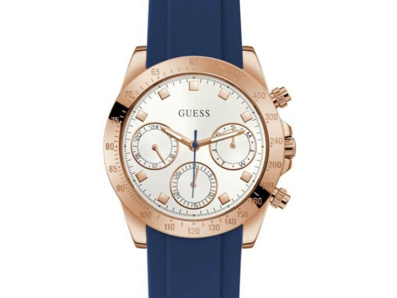 Guess Eclipse White Dial Blue Rubber Strap Watch for Women