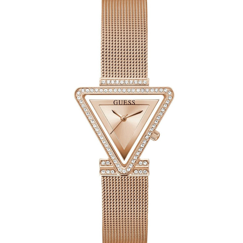 Guess Fame Diamonds Rose Gold Dial Rose Gold Mesh Bracelet Watch for Women