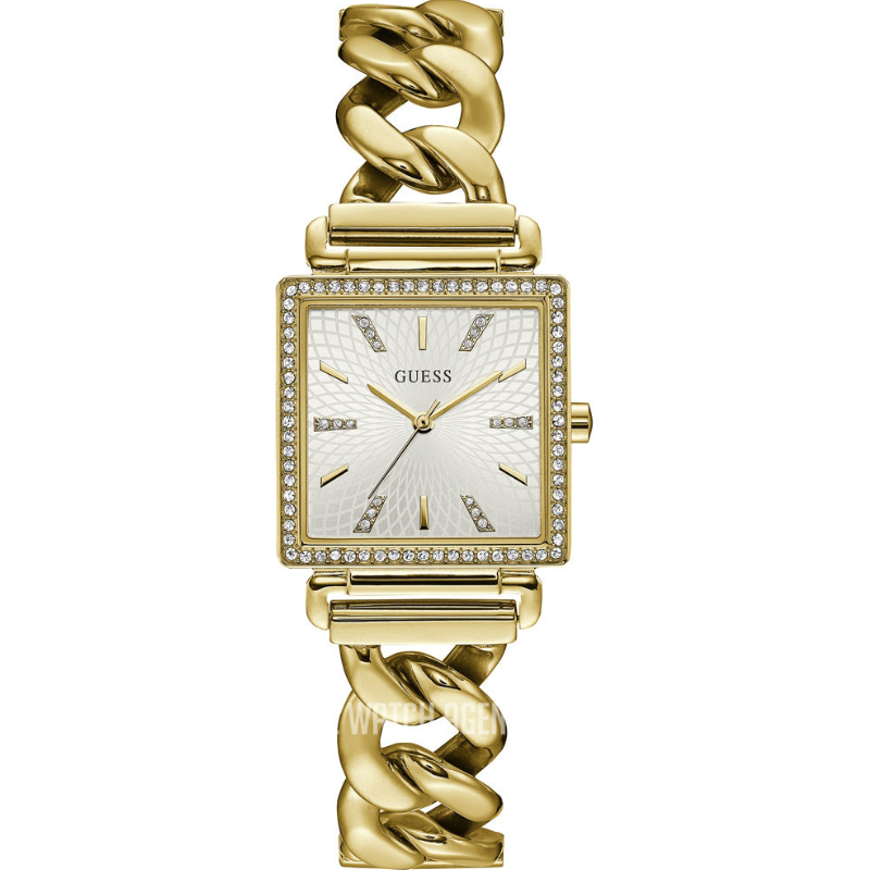 Guess Vanity Diamonds Silver Dial Gold Steel Strap Watch for Women