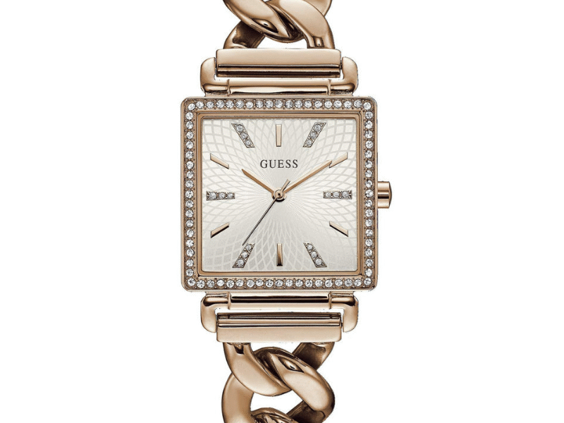 Guess Vanity Diamonds Silver Dial Gold Steel Strap Watch for Women