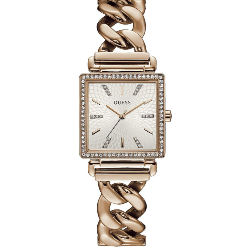 Guess Vanity Diamonds Silver Dial Gold Steel Strap Watch for Women