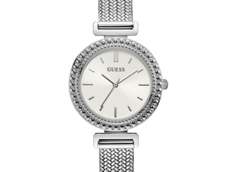 Guess Quartz Silver Dial Silver Mesh Bracelet Watch For Women