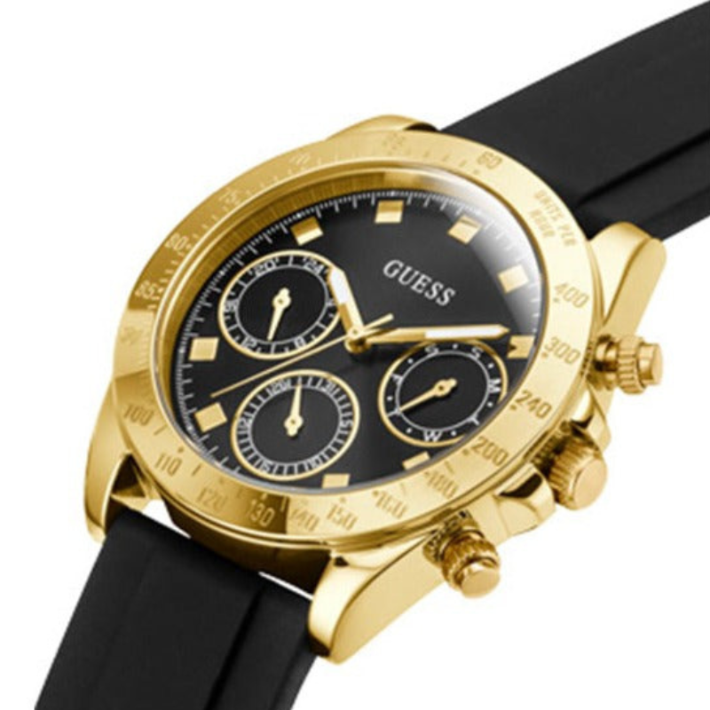 Guess Eclipse Multi Function Black Dial Black Rubber Strap Watch for Women - Image 3