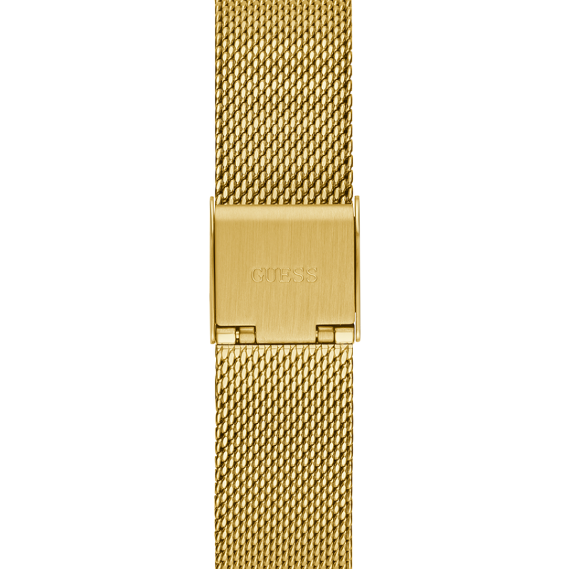 Guess Quartz Red Dial Gold Mesh Strap Watch For Women - Image 2
