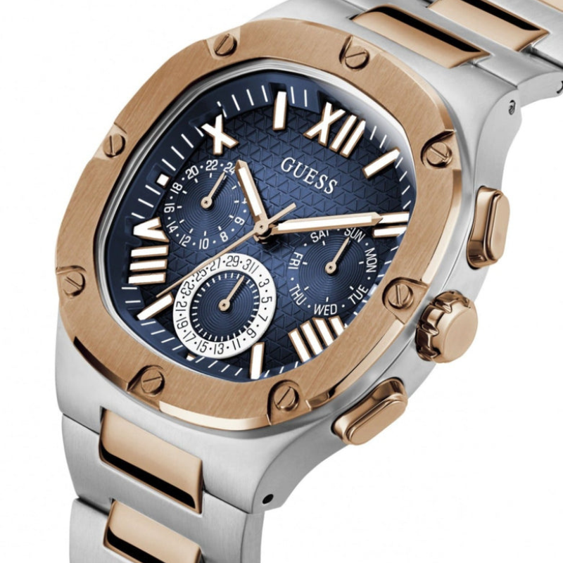 Guess Headliner Multifunction Blue Dial Two Tone Steel Strap Watch For Men - Image 4
