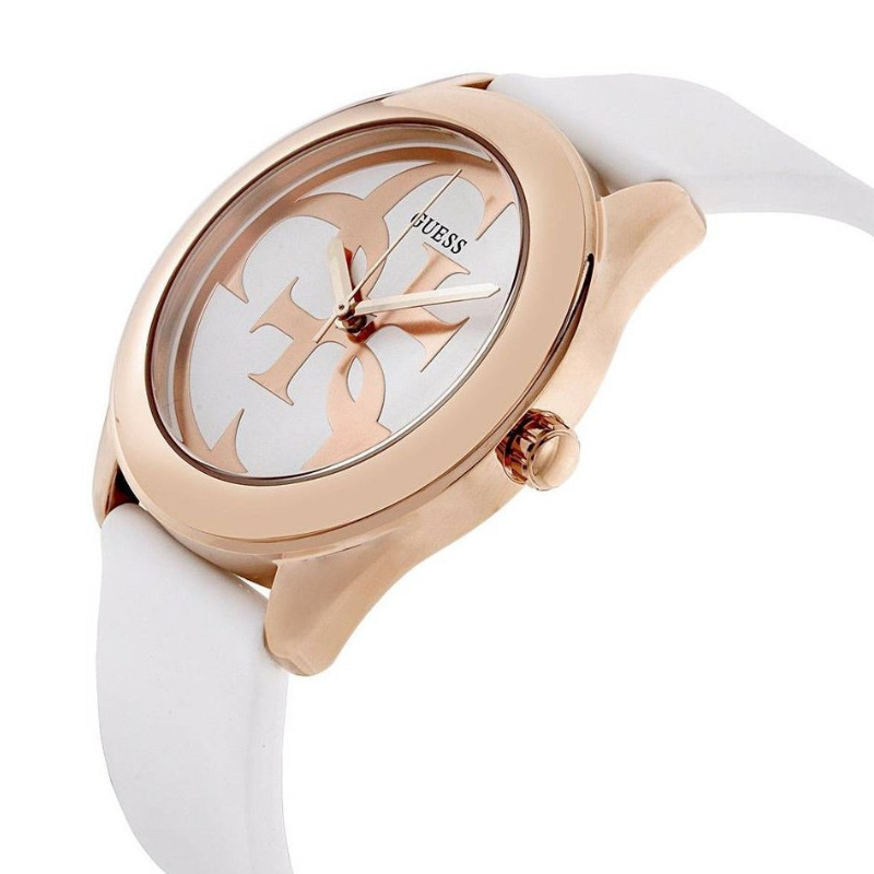 Guess G Twist White & Gold Dial White Silicone Strap Watch For Women - Image 4
