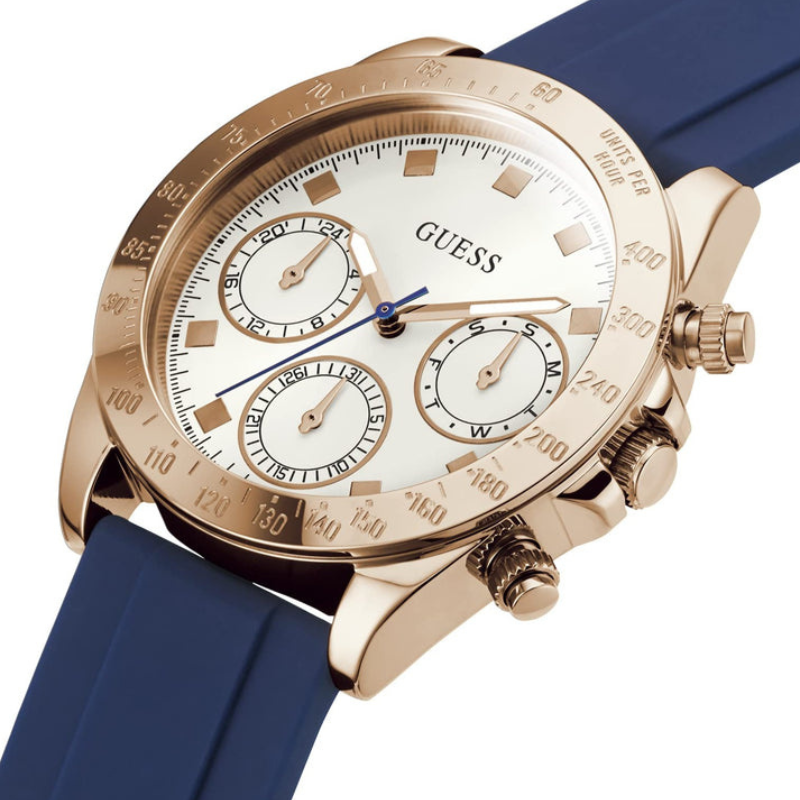 Guess Eclipse White Dial Blue Rubber Strap Watch for Women - Image 4