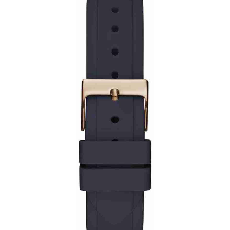 Guess Solistice Diamonds Roe Gold Dial Black Rubber Strap Watch for Women - Image 2
