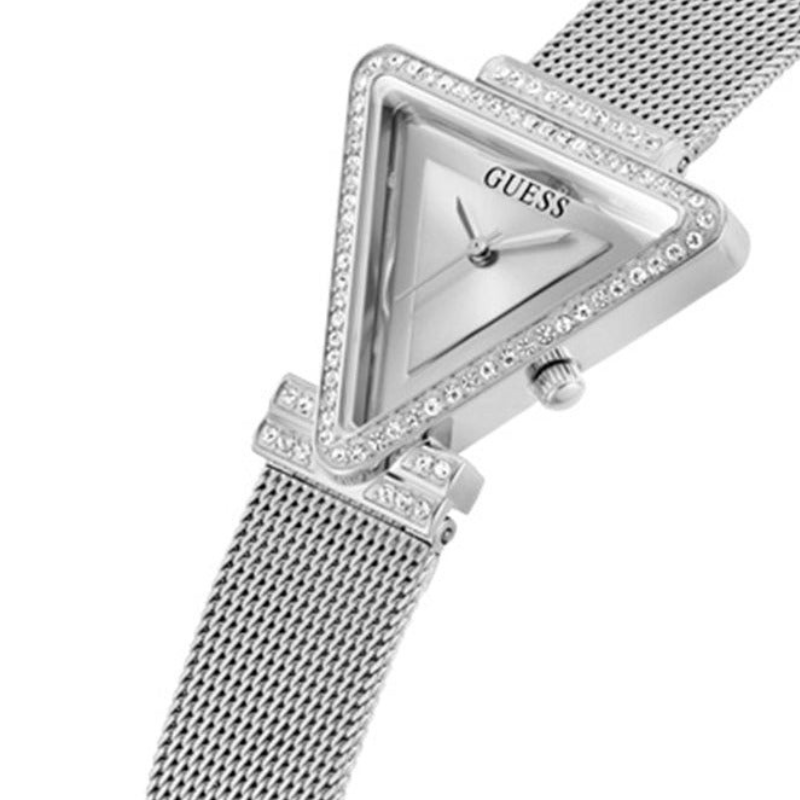 Guess Fame Diamonds Silver Dial Silver Mesh Bracelet Watch for Women - Image 3
