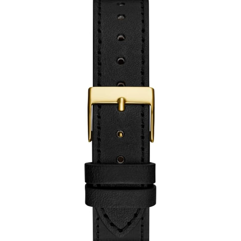 Guess Fame Quartz Gold Dial Black Leather Strap Watch For Women - Image 2