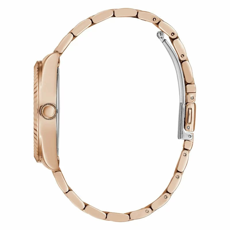 Guess Luna White Dial Rose Gold Steel Strap Watch for Women - Image 3