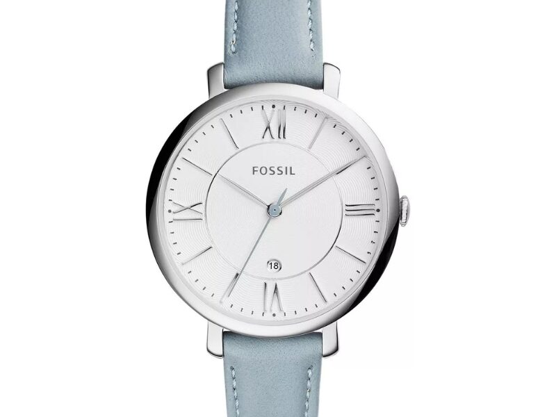 Fossil Jacqueline White Dial Light Blue Leather Strap Watch for Women