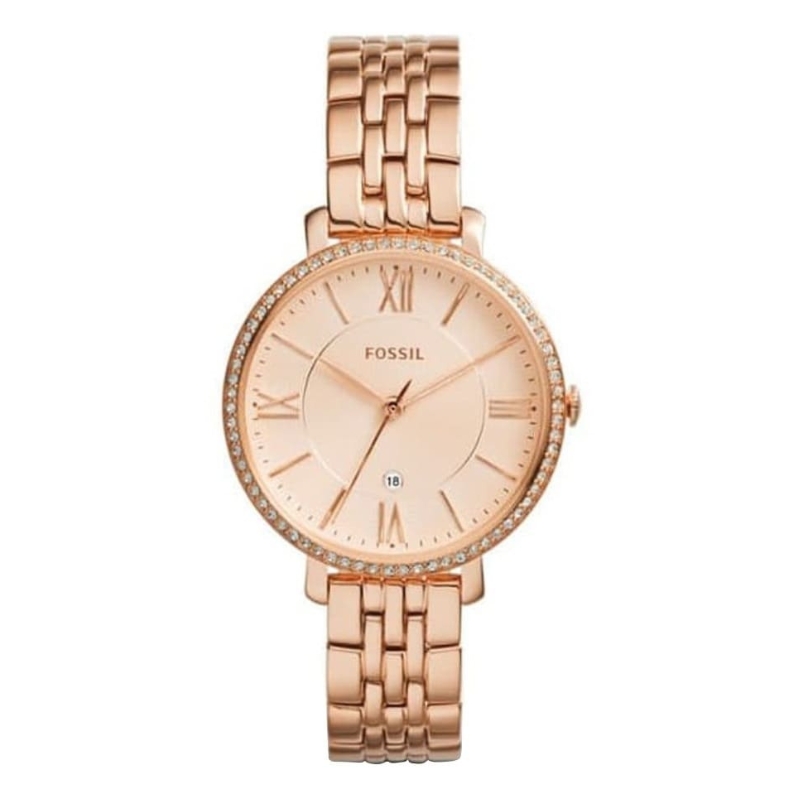 Fossil Jacqueline Rose Gold Dial Rose Gold Steel Strap Watch for Women