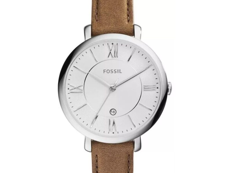 Fossil Jacqueline White Dial Brown Leather Strap Watch for Women