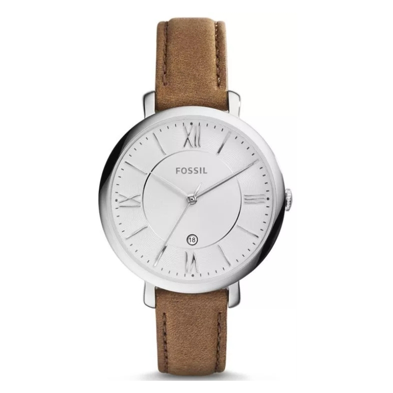 Fossil Jacqueline White Dial Brown Leather Strap Watch for Women