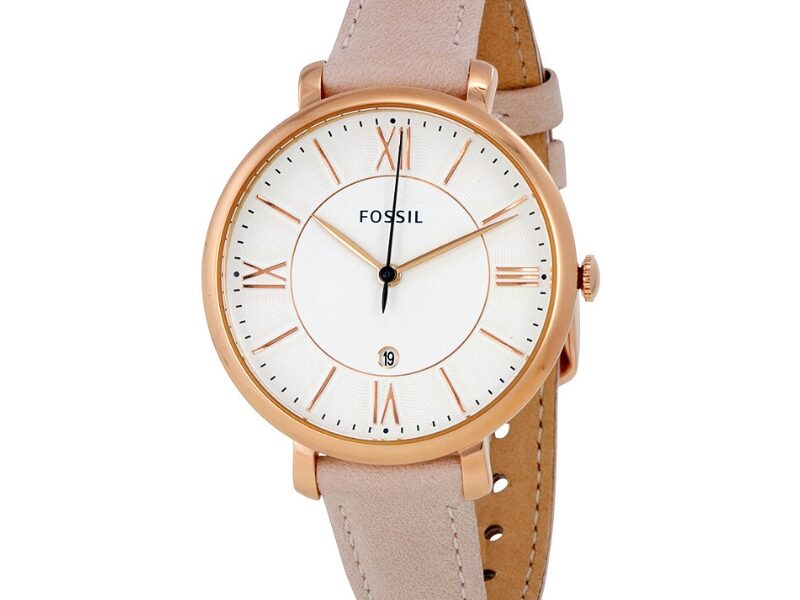 Jacqueline Three-Hand Date Blush Leather Watch