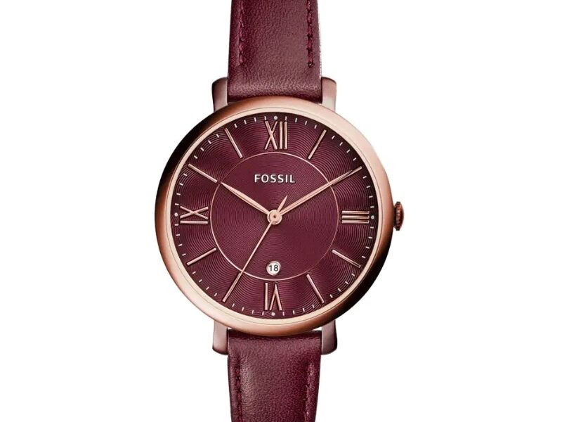 Fossil Jacqueline Burgundy Dial Burgundy Leather Strap Watch for Women