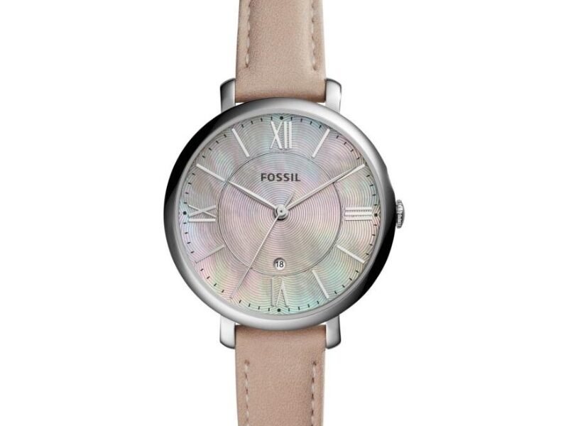 Fossil Jacqueline Blush Mother of Pearl Dial Pink Leather Strap Watch for Women