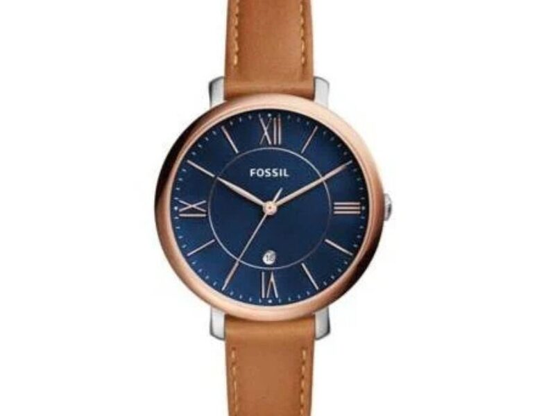 Jacqueline Three-Hand Date Luggage Leather Watch